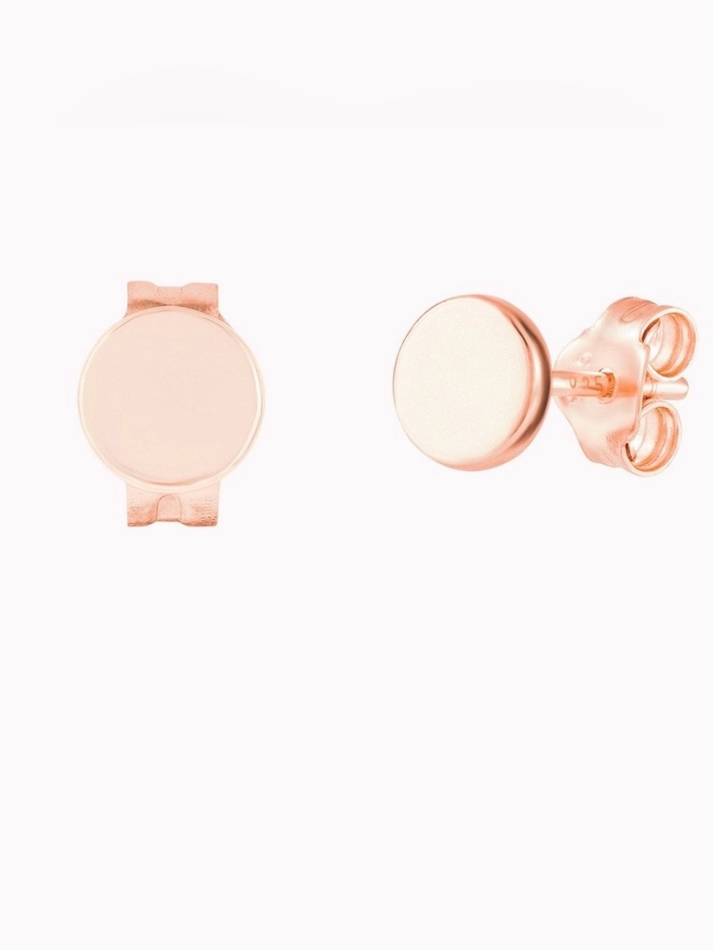 Small Round 18K Rose Gold Set of Circle Dot Stud Minimalist Earrings